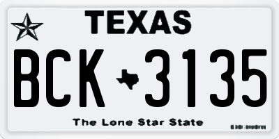 TX license plate BCK3135