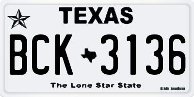 TX license plate BCK3136
