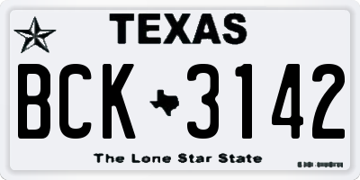 TX license plate BCK3142