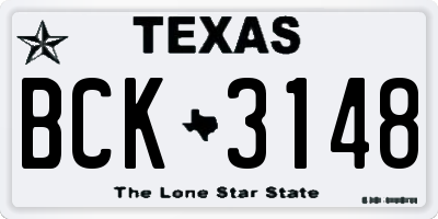 TX license plate BCK3148