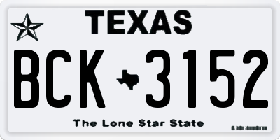 TX license plate BCK3152