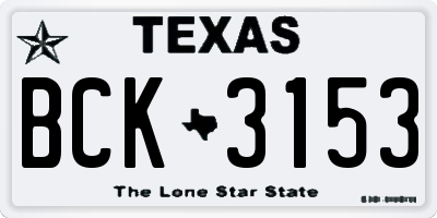 TX license plate BCK3153