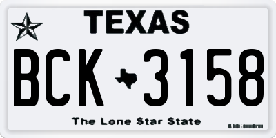 TX license plate BCK3158