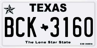 TX license plate BCK3160