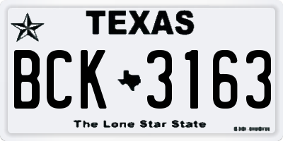 TX license plate BCK3163