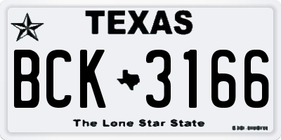 TX license plate BCK3166