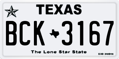 TX license plate BCK3167