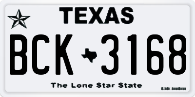 TX license plate BCK3168