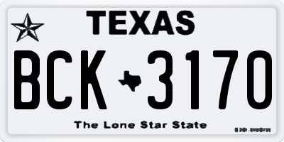 TX license plate BCK3170