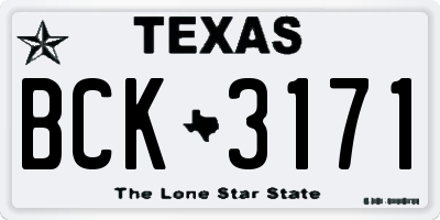 TX license plate BCK3171