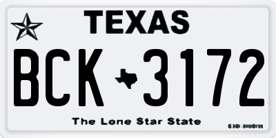 TX license plate BCK3172