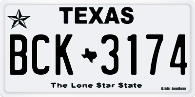 TX license plate BCK3174