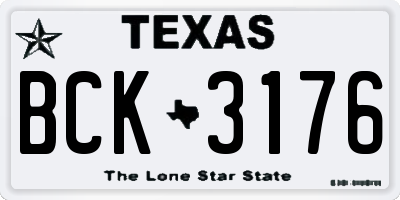 TX license plate BCK3176