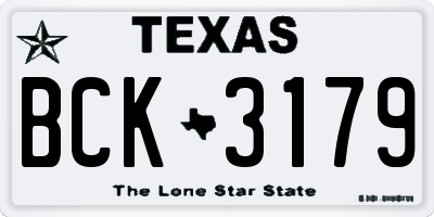 TX license plate BCK3179
