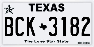 TX license plate BCK3182