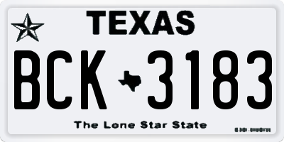 TX license plate BCK3183