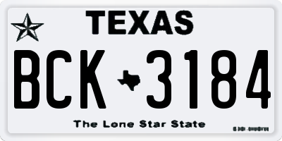TX license plate BCK3184