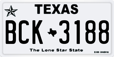 TX license plate BCK3188