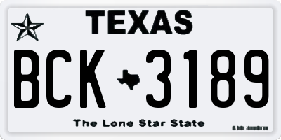 TX license plate BCK3189