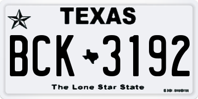 TX license plate BCK3192
