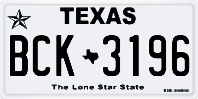 TX license plate BCK3196