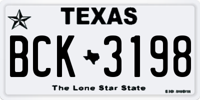 TX license plate BCK3198