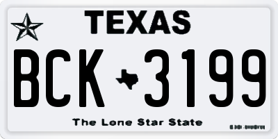 TX license plate BCK3199