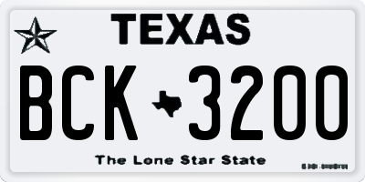 TX license plate BCK3200