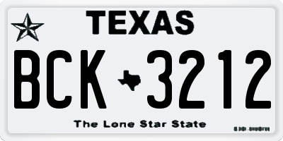 TX license plate BCK3212