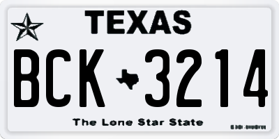 TX license plate BCK3214
