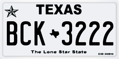 TX license plate BCK3222