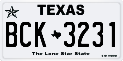 TX license plate BCK3231