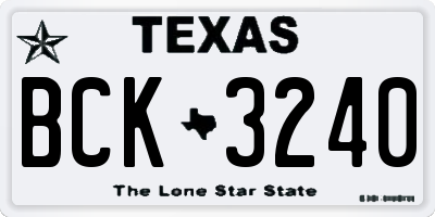 TX license plate BCK3240