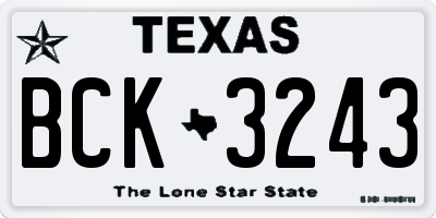 TX license plate BCK3243