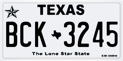 TX license plate BCK3245