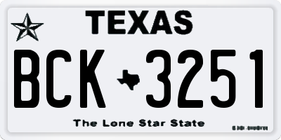 TX license plate BCK3251