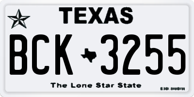 TX license plate BCK3255
