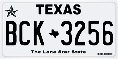 TX license plate BCK3256