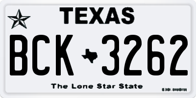 TX license plate BCK3262