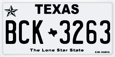 TX license plate BCK3263