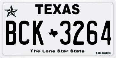 TX license plate BCK3264