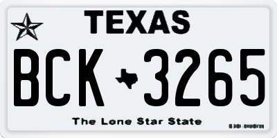 TX license plate BCK3265