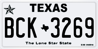 TX license plate BCK3269