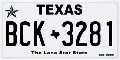 TX license plate BCK3281