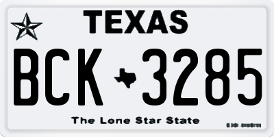 TX license plate BCK3285