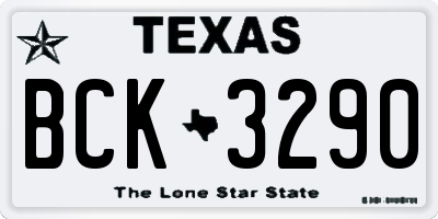 TX license plate BCK3290