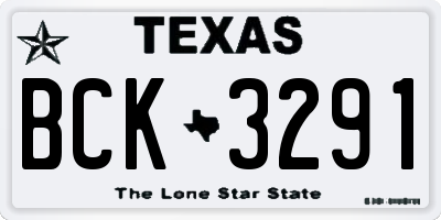 TX license plate BCK3291