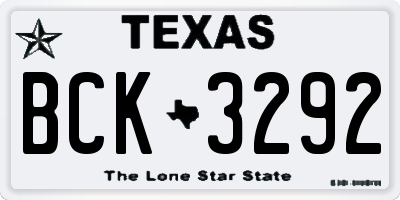 TX license plate BCK3292