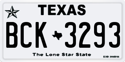TX license plate BCK3293