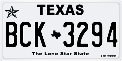 TX license plate BCK3294